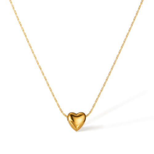 Wholesale Stainless Steel Minimalist Puffy Heart Clavicle Chain