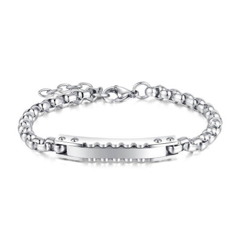Wholesale Stainless Steel Gear-Edged ID Plate Bracelet