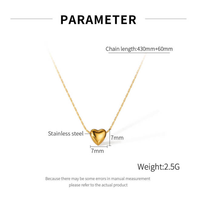 Wholesale Stainless Steel Minimalist Puffy Heart Clavicle Chain