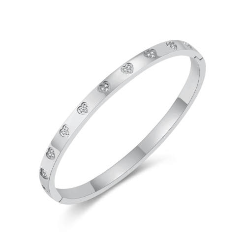Wholesale Stainless Steel Heart Pavé CZ Bangle