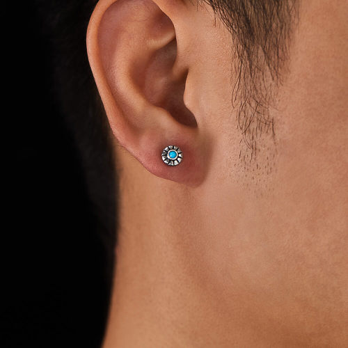 Wholesale Stainless Steel Vintage Turquoise Sunburst Earrings