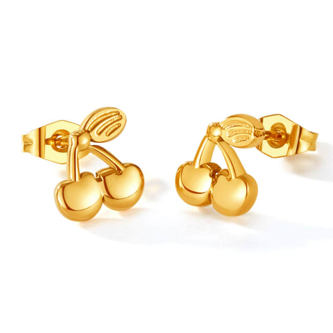 Wholesale Stainless Steel Cherry Earrings for Women