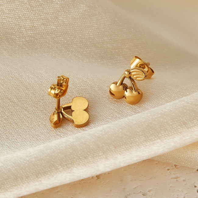 Wholesale Stainless Steel Cherry Earrings for Women