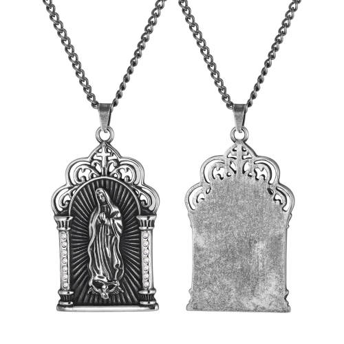 Wholesale Stainless Steel Antique Virgin Mary Pendant Necklace