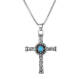 Wholesale Stainless Steel Antique Faux Turquoise Cross Pendant Necklace