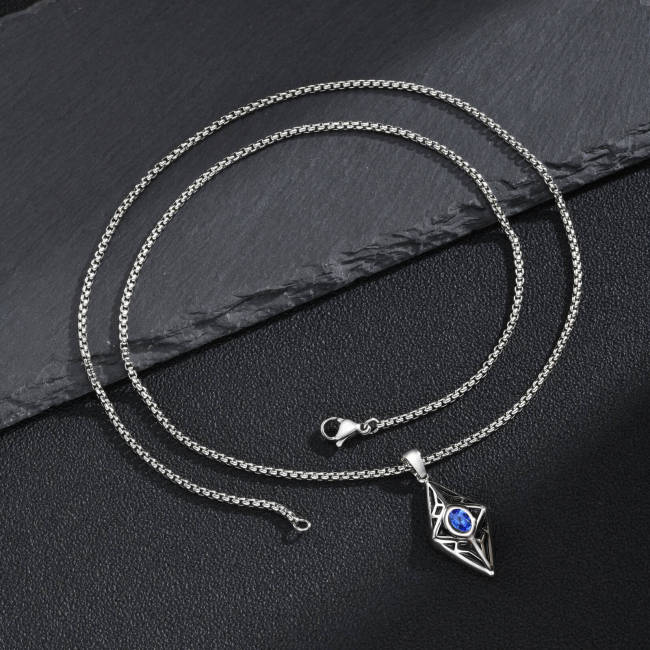 Wholesale Stainless Steel Geometric Blue CZ Pendant