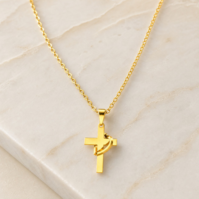 Wholesale Stainless Steel Heart Cross Pendant Necklace
