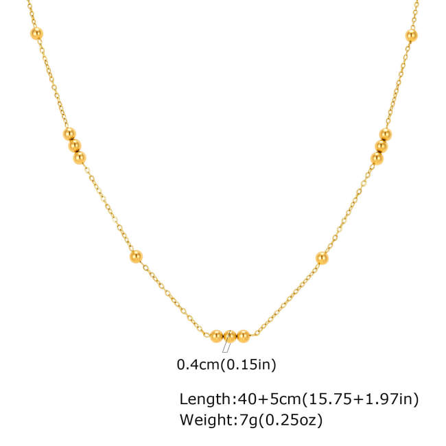 Wholesale Gold Stainless Steel Bead Station Necklace