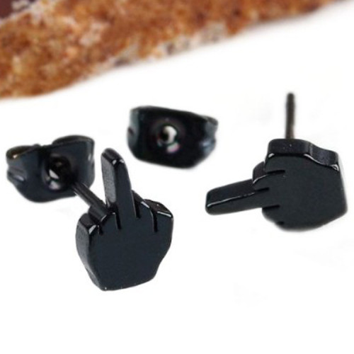 Wholesale Stainless Steel Stylish Middle Finger Earrings