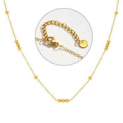 Wholesale Gold Stainless Steel Bead Station Necklace