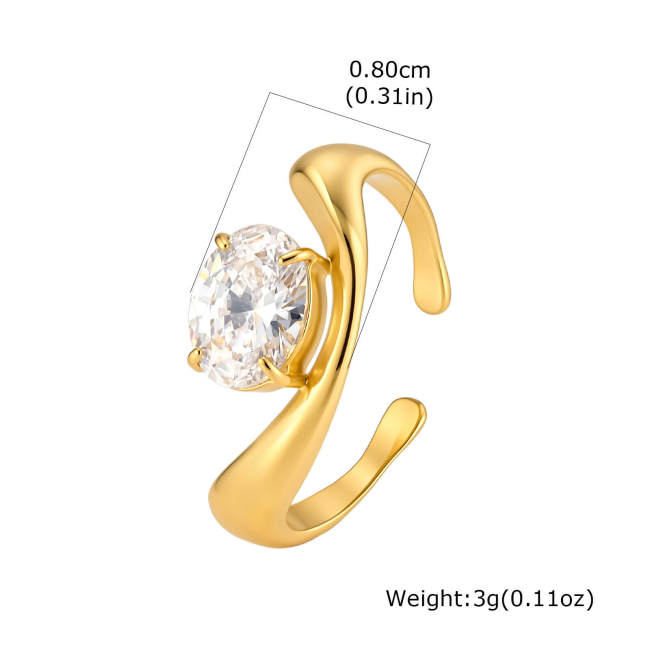 Wholesale Gold Stainless Steel CZ Curved Rings