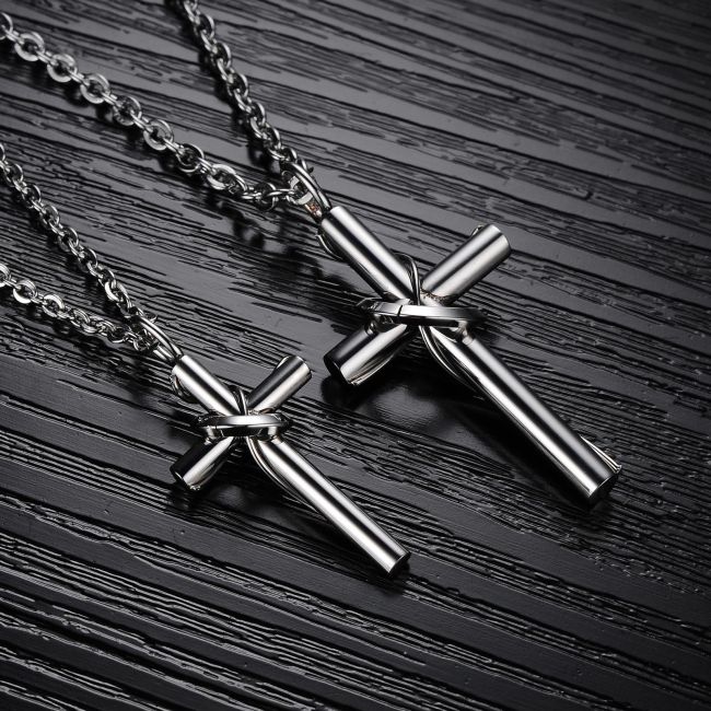 Wholesale Stainless Steel Twisted Rope Cross Couple Pendants