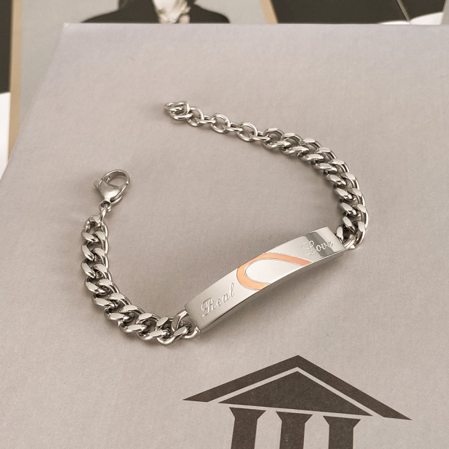 Wholesale Stainless Steel Real Love Heart Couple Bracelets