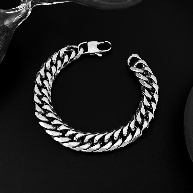 Wholesale Stainless Steel Beveled Cuban Link Bracelet