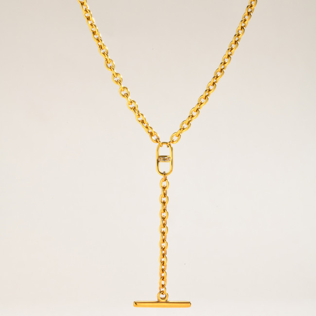 Wholesale Gold Stainless Steel Toggle Bar Lariat Necklace