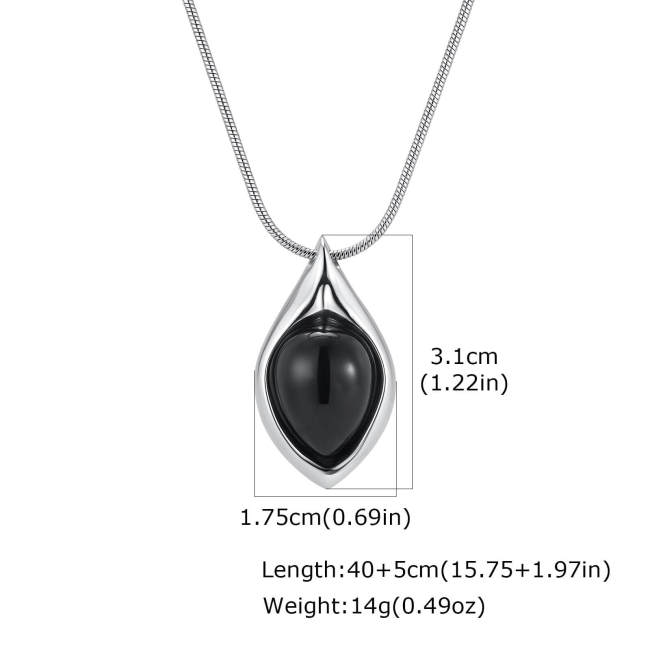 Wholesale Stainless Steel Black Onyx Teardrop Necklaces