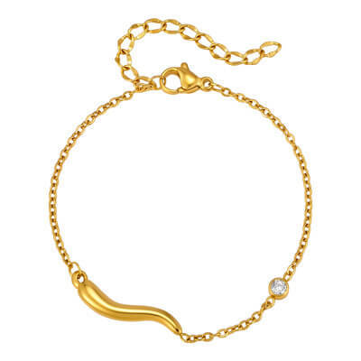Wholesale Stainless Steel Curved Bar CZ Bracelet