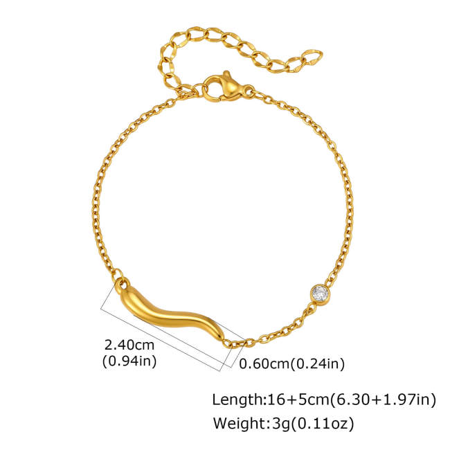 Wholesale Stainless Steel Curved Bar CZ Bracelet