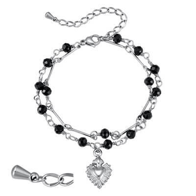 Wholesale Stainless Steel Black Crystal Heart Bracelet