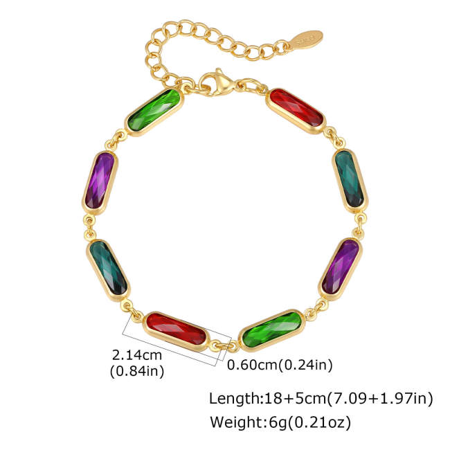 Wholesale Stainless Steel Colorful Glass Stone Bracelets