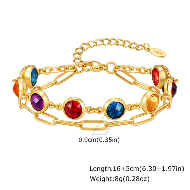 Wholesale Stainless Steel Colorful Glass Stone Bracelets