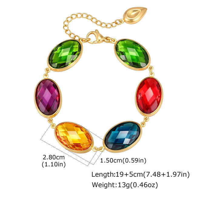 Wholesale Stainless Steel Colorful Glass Stone Bracelets