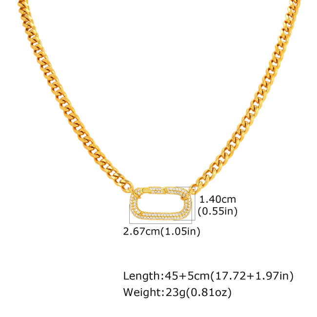 Wholesale CZ Rectangle Link Pendant Necklaces