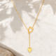 Wholesale Stainless Steel Heart Y Necklace with PVD Gold Plating