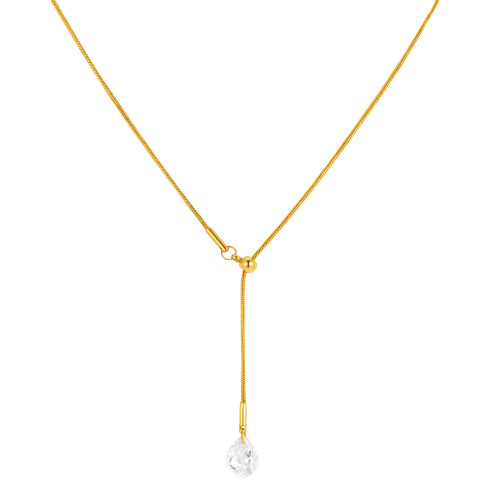 Wholesale Stainless Steel Teardrop CZ Y Necklace