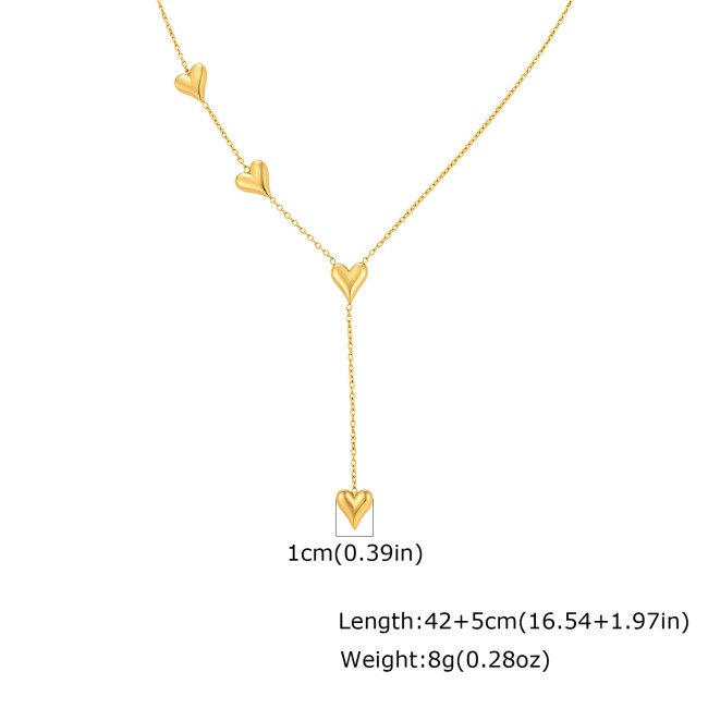 Wholesale Stainless Steel Multi-Heart Y Necklace