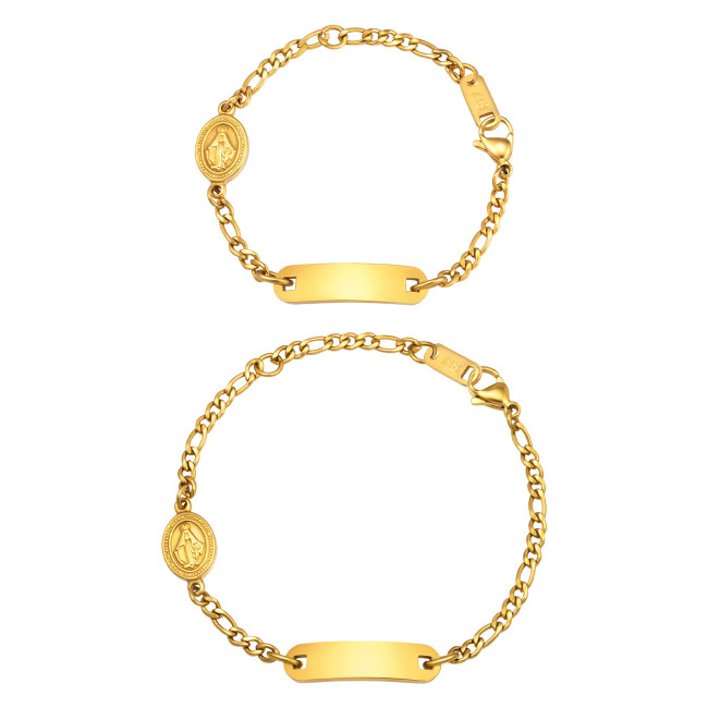 Wholesale Stainless Steel Engravable ID Bracelet with Virgin Mary Medal