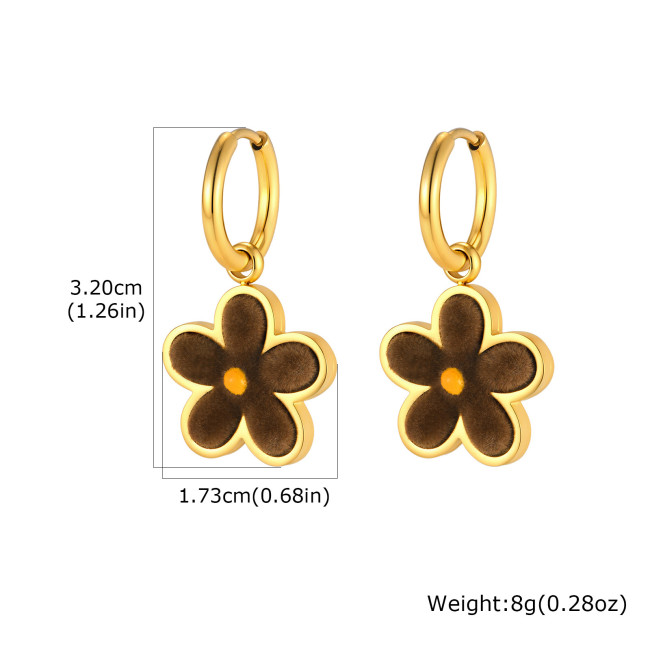 Wholesale Stainless Steel Brown Velvet Flower Jewelry