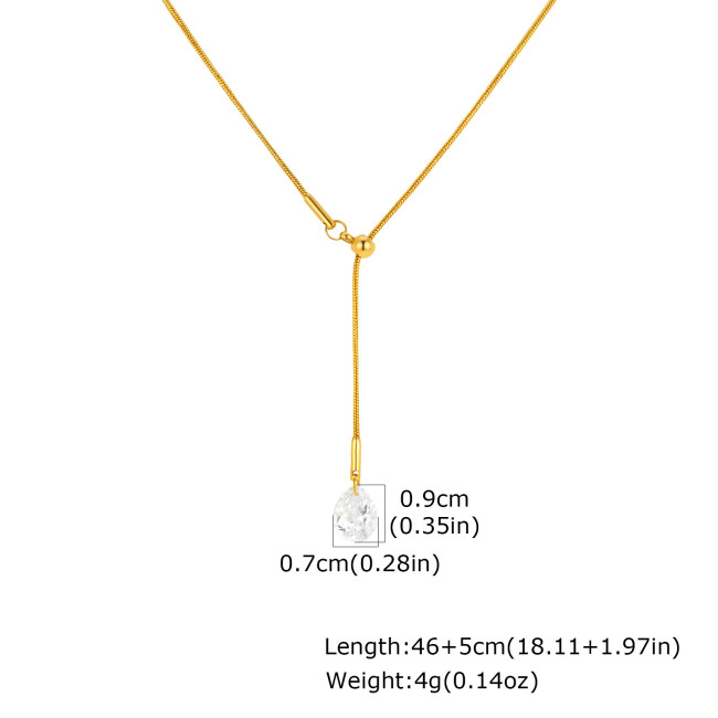 Wholesale Stainless Steel Teardrop CZ Y Necklace