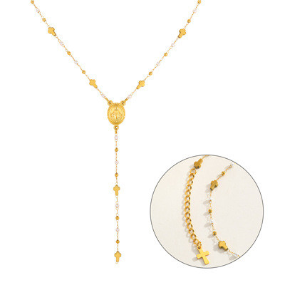 Wholesale Stainless Steel Faux Pearl Rosary Style Y Necklace