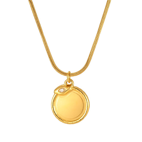 Wholesale Stainless Steel CZ Snake Engravable Disc Necklace