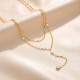 Wholesale Stainless Steel Pearl and CZ Heart Layered Y Necklace