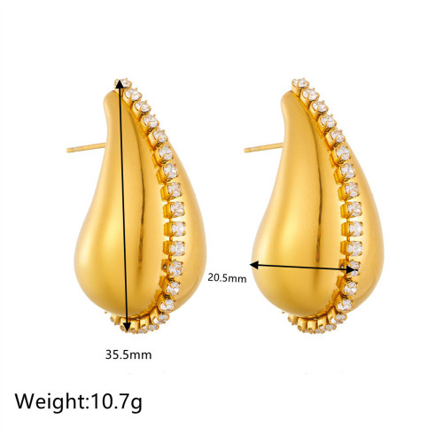 Wholesale Stainless Steel Teardrop Earrings with CZ