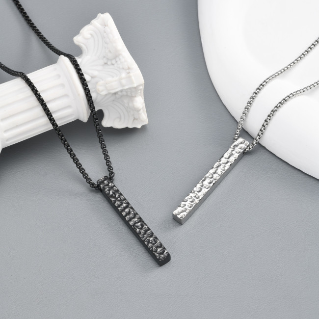 Wholesale Stainless Steel Textured Bar Pendant Necklace