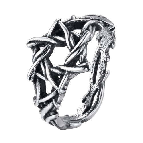 Wholesale Stainless Steel Openwork Pentagram Ring