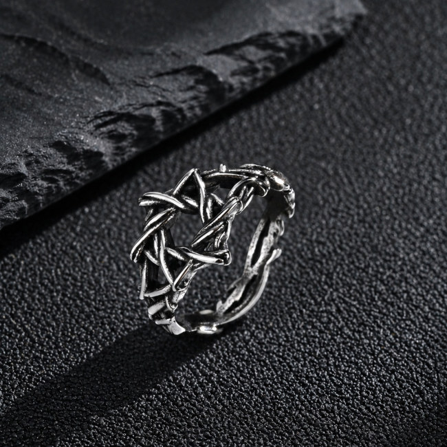 Wholesale Stainless Steel Openwork Pentagram Ring