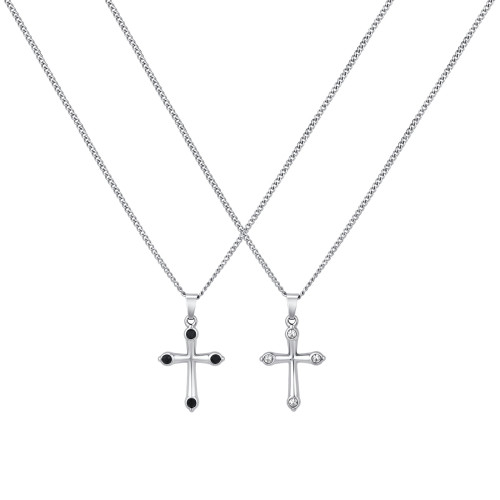 Wholesale Stainless Steel Four-Stone CZ Cross Pendants