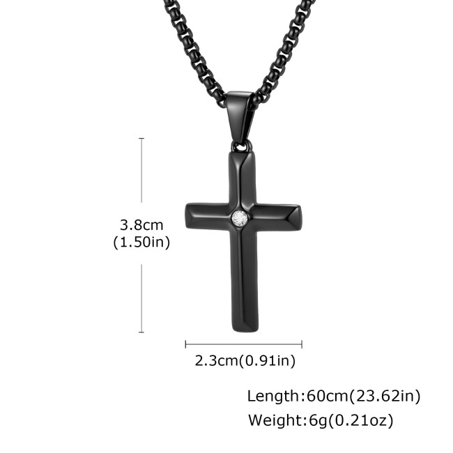Wholesale Black PVD Stainless Steel CZ Cross Pendant