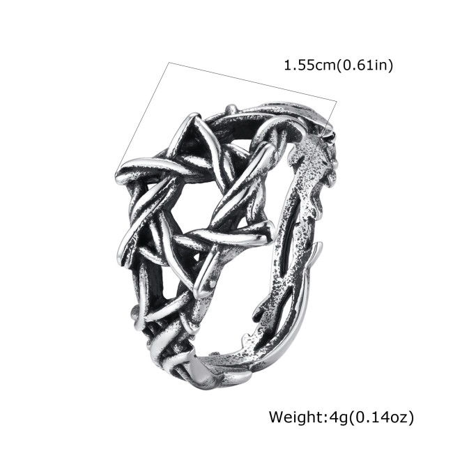 Wholesale Stainless Steel Openwork Pentagram Ring