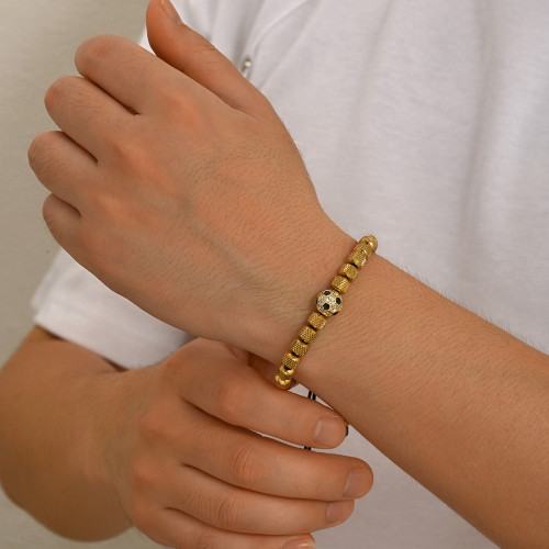 Wholesale Stainless Steel Soccer Bead Adjustable Bracelet