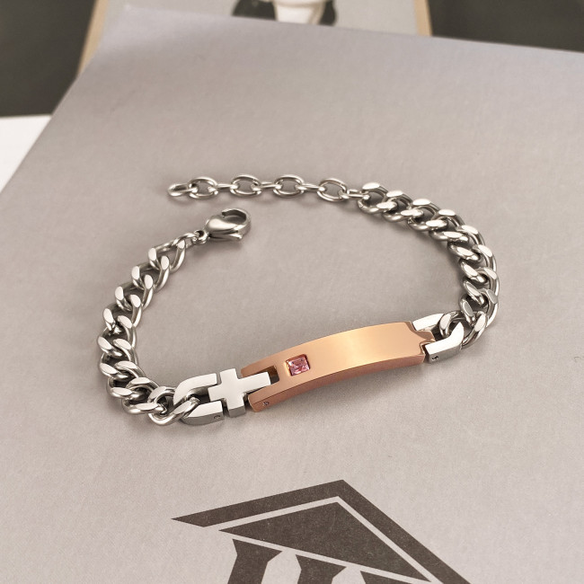 Wholesale Stainless Steel Engravable Cross Couple Bracelets