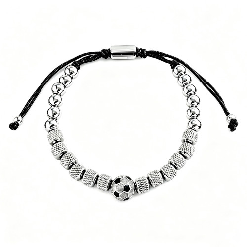 Wholesale Stainless Steel Soccer Bead Adjustable Bracelet