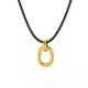 Wholesale Stainless Steel Sculpted Oval Link Leather Necklace