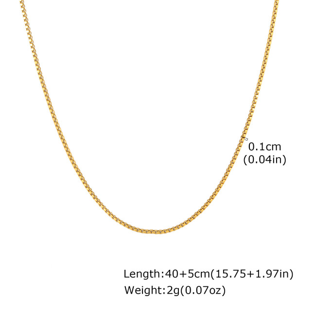 Wholesale Gold Stainless Steel Box Chain Necklace