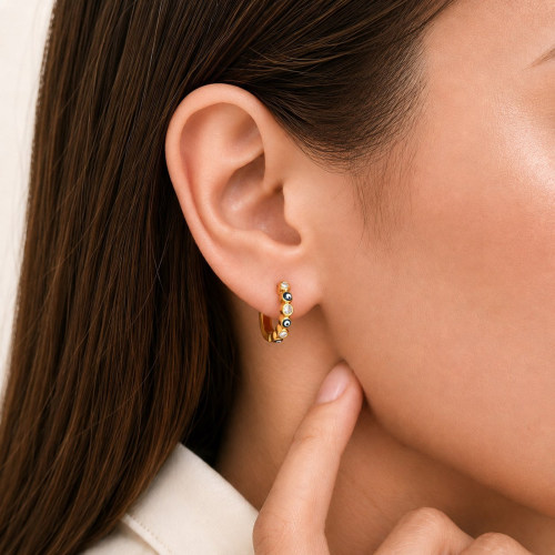 Wholesale Brass Eye Hoop Earrings with CZ