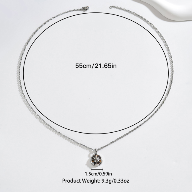 Wholesale Stainless Steel Tiger Eye North Star Compass Necklace